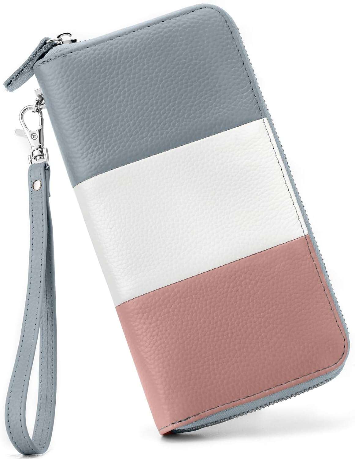 Womens Wallet RFID Blocking Genuine Leather Multi Credit Card Large Capacity Zip around Clutch Travel Purse Wristlet