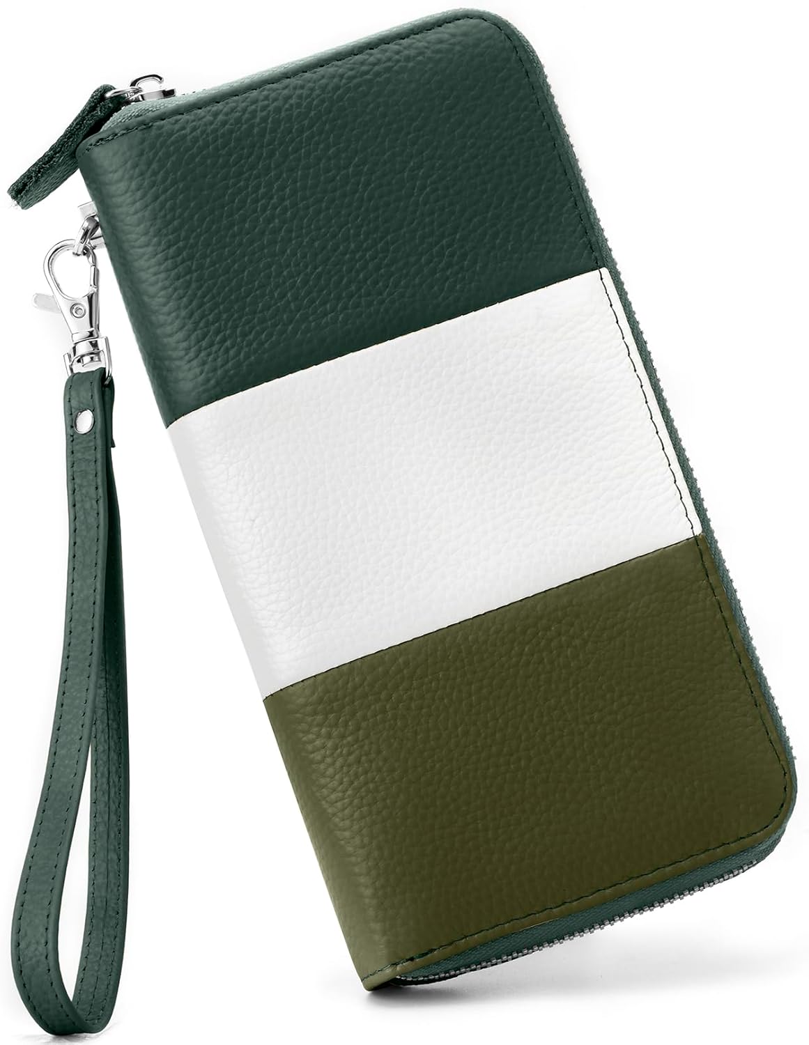 Womens Wallet RFID Blocking Genuine Leather Multi Credit Card Large Capacity Zip around Clutch Travel Purse Wristlet