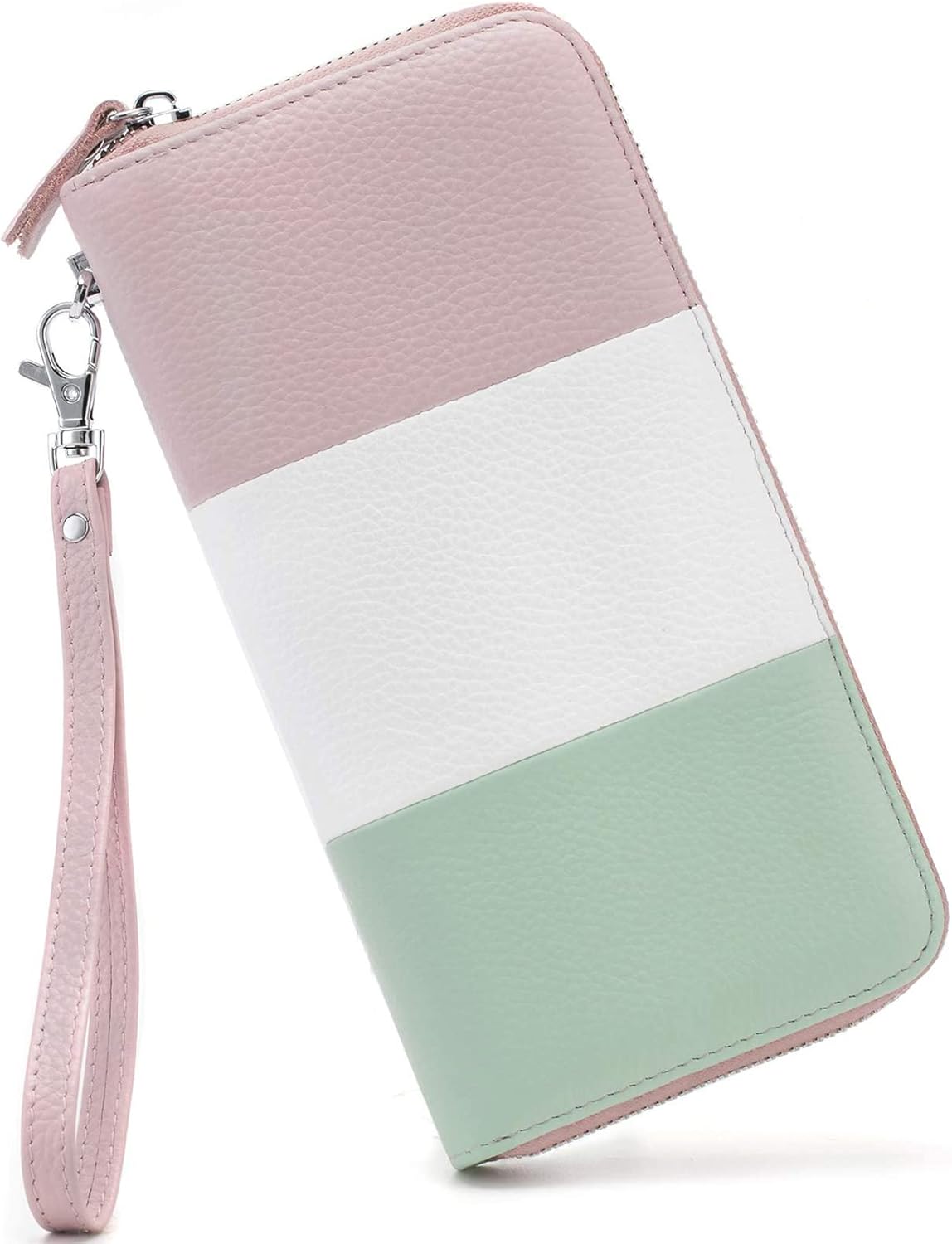 Womens Wallet RFID Blocking Genuine Leather Multi Credit Card Large Capacity Zip around Clutch Travel Purse Wristlet