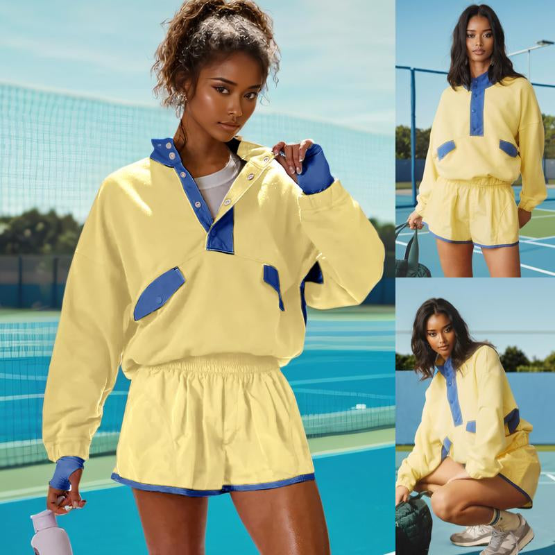 Tanming Women'S Two Piece Short Sets Summer Lounge Sweatsuits Long Sleeve Outfits Travel Tracksuit with Pocket Womenswear Clothes