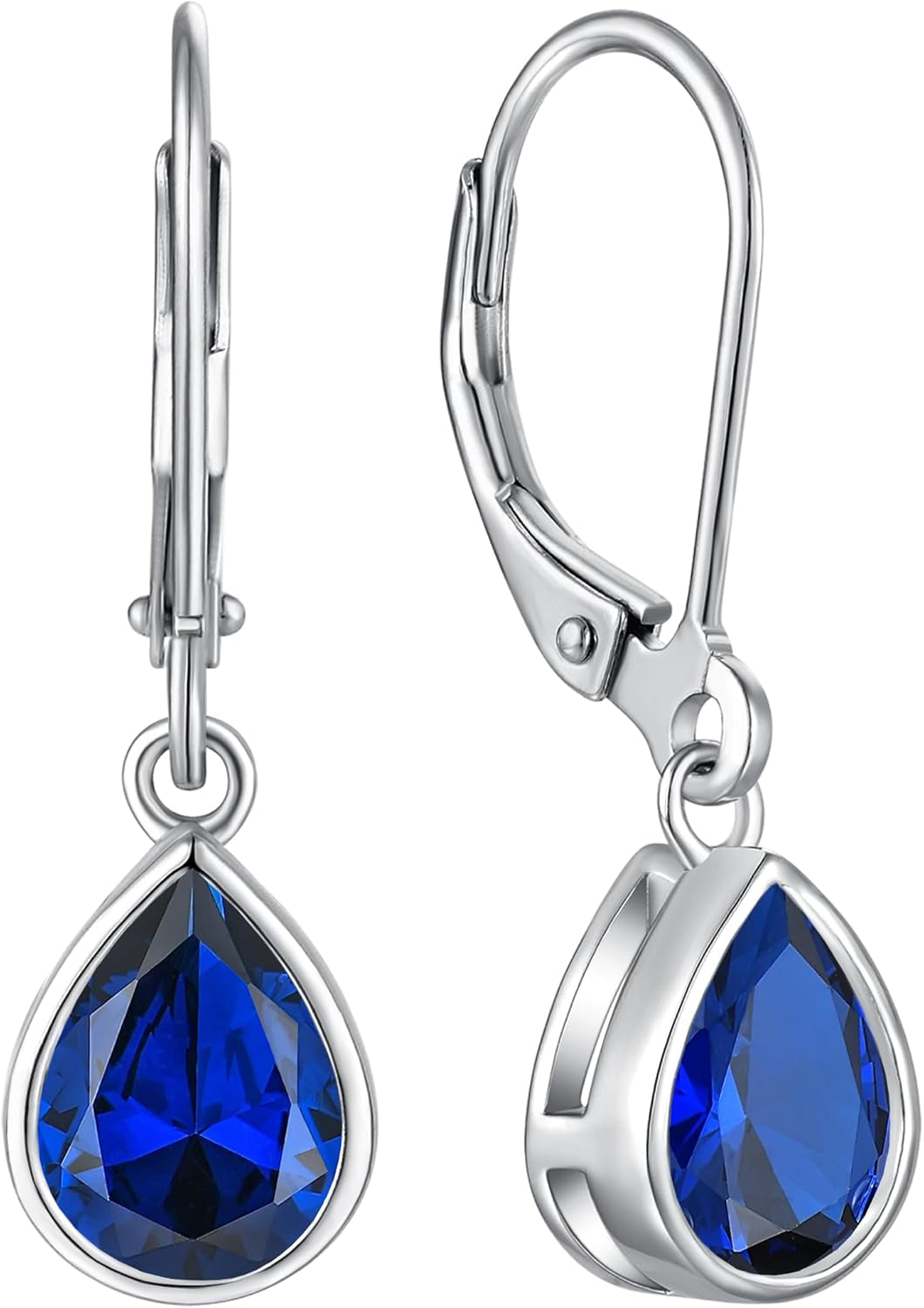 925 Sterling Silver Solitaire Teardrop Dangle Drop Earrings Pear/Heart/Round Cut Birthstone Leverback Earrings Jewelry for Women