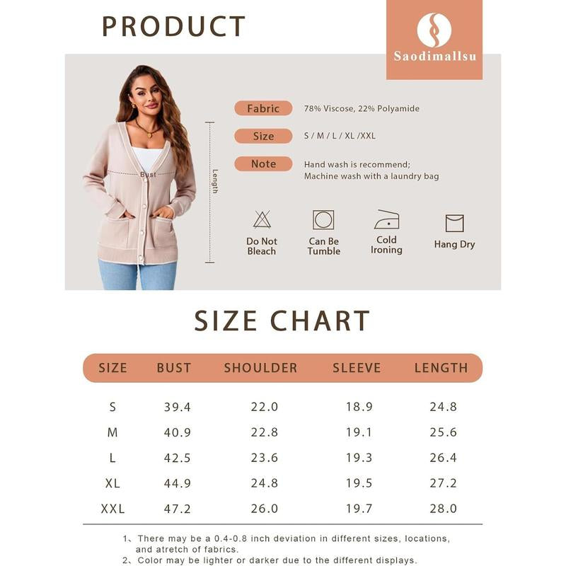 Fisace Womens Button down Cardigan Sweaters V Neck Open Front Oversized Knit Long Sleeve Fall Coat