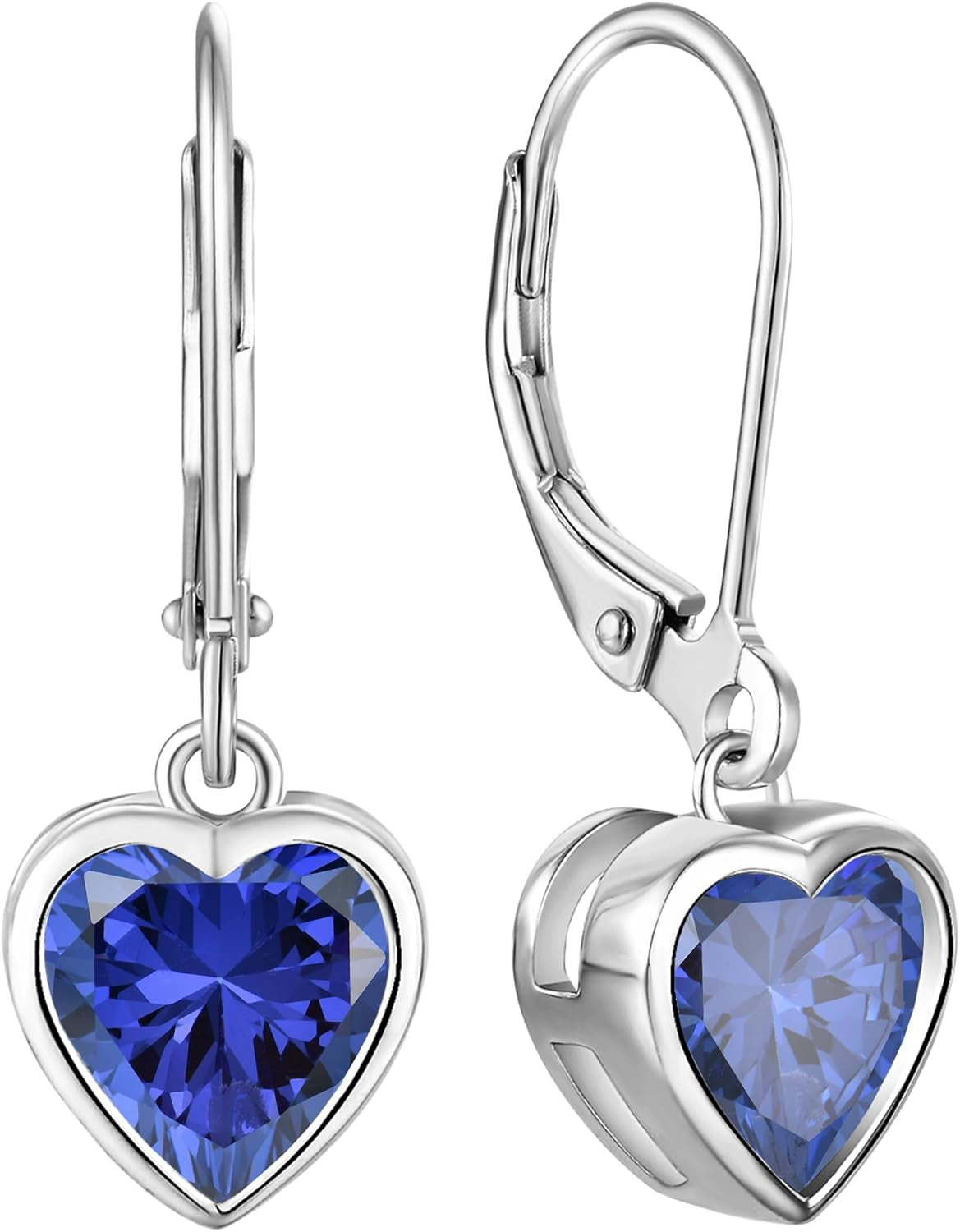 925 Sterling Silver Solitaire Teardrop Dangle Drop Earrings Pear/Heart/Round Cut Birthstone Leverback Earrings Jewelry for Women