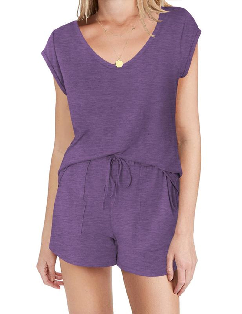 Ekouaer Womens Tops and Shorts Cute Sets Comfy 2 Piece Lounge Set S-XXL