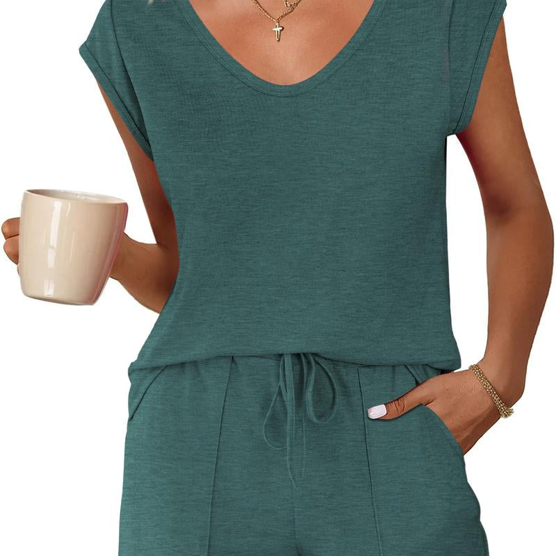 Ekouaer Womens Tops and Shorts Cute Sets Comfy 2 Piece Lounge Set S-XXL