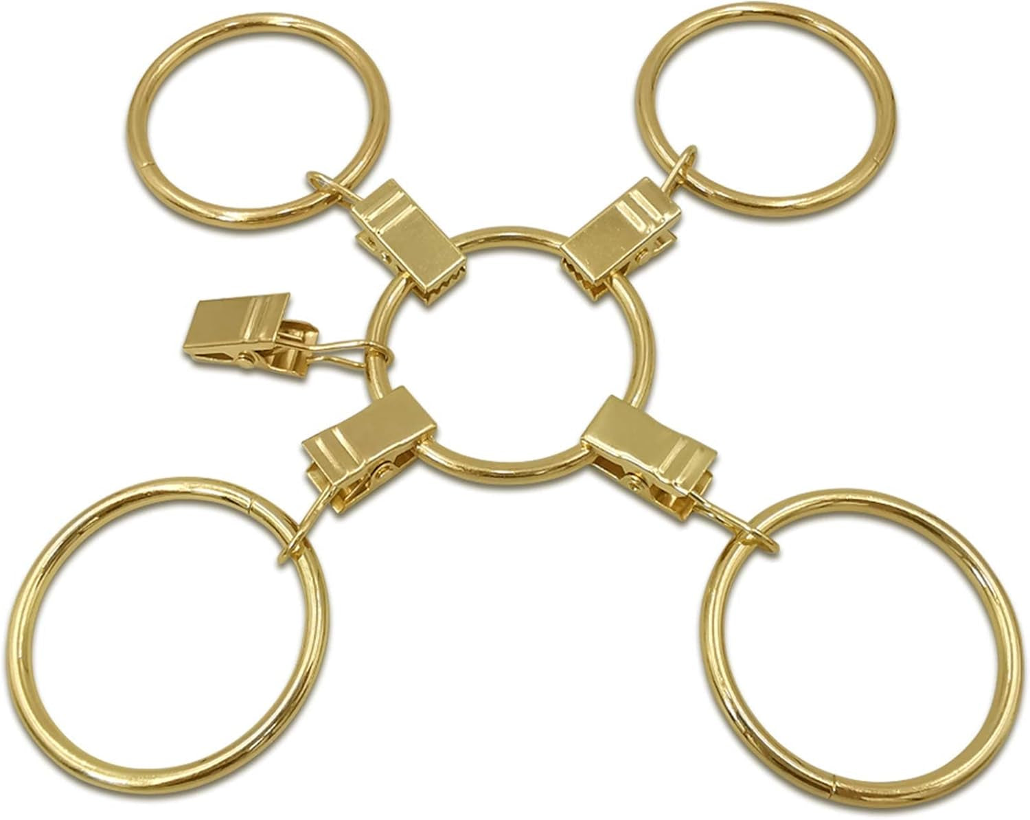 100 Pack Metal Curtain Rings with Clips, Drapery Clips Hooks, Decorative Curtain Rod Clips 1.5 in Interior Diameter, Gold