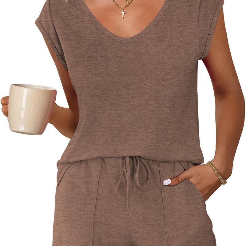 Ekouaer Womens Tops and Shorts Cute Sets Comfy 2 Piece Lounge Set S-XXL