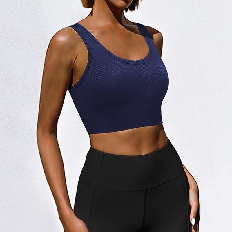 Women'S Sports Bras Seamless Longline Sports Bra for Women Pack with Removable Pad
