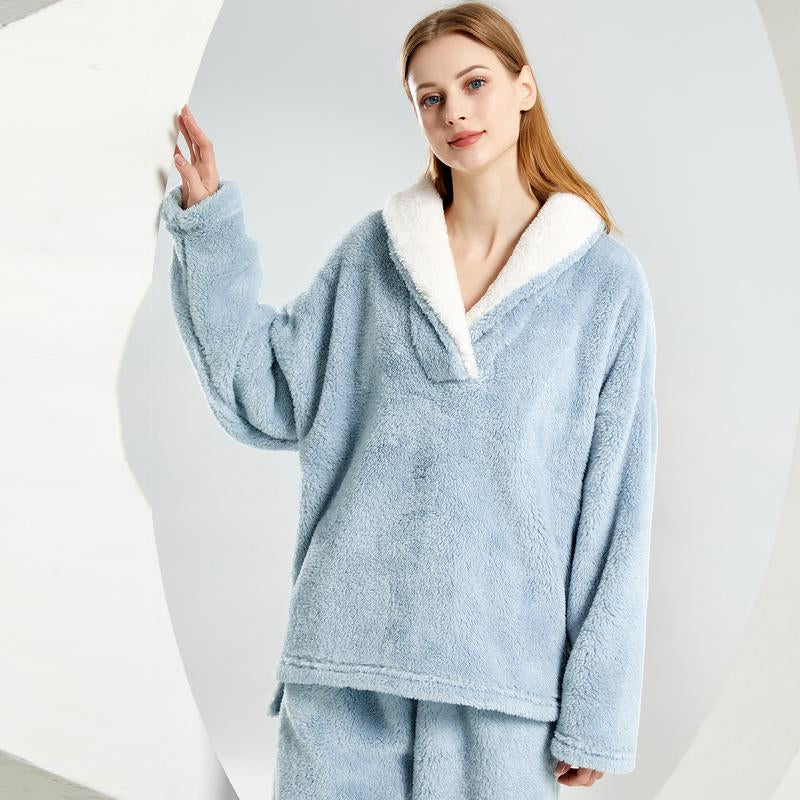 Arssm Women' S Fluffy Pajamas Set Fleece Pullover Pants Loose Plush Sleepwear 2 Piece Pjs Set Warm Loungewear Fuzzy Outfit Long Sleeve Pajama Sets Women