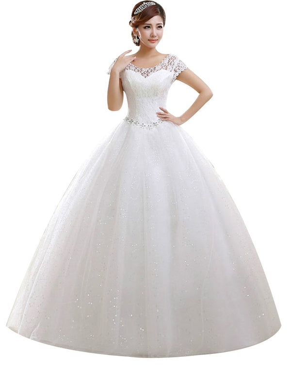 Eyekepper Double Shoulder Floor Length Bridal Gown Wedding Dress Custom Size 18W White