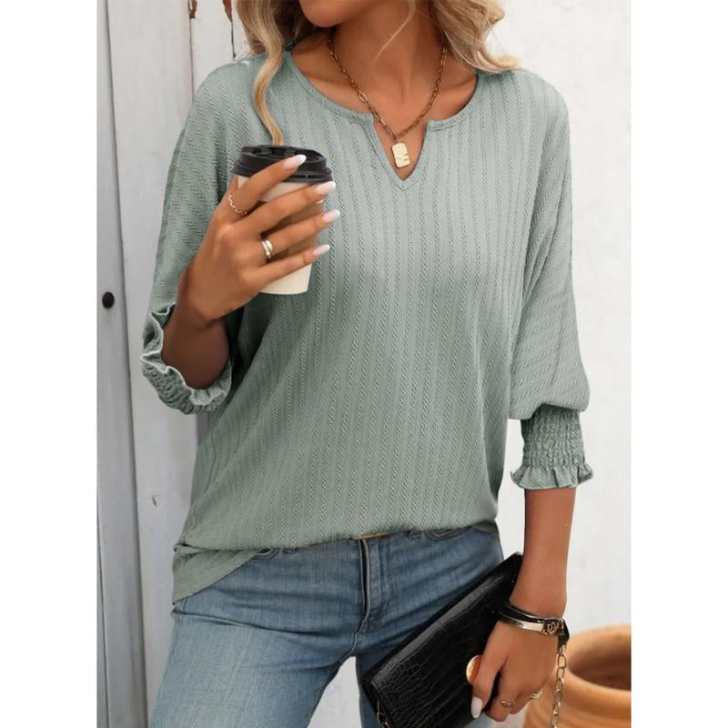 Dokotoo Tops for Women Casual Loose V Neck Tshirt Shirts for Women Summer Basic Solid 3/4 Sleeve Blouses Womens Top 2025 Fashion Trendy Short Sleeve Shirt Tees