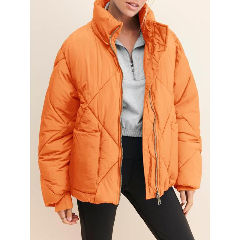 Fisace Womens Zipper Hooded Puffer Jacket Long Sleeve Winter Warm down Coats with Pocket