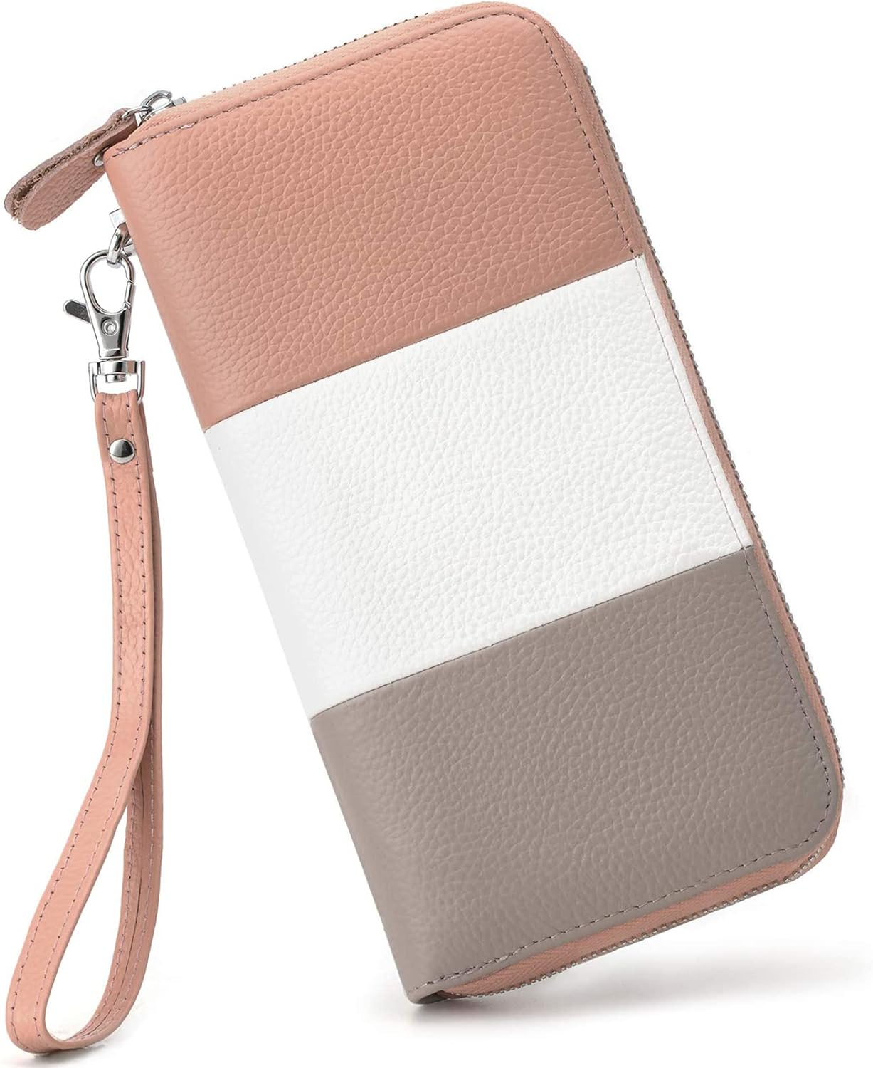 Womens Wallet RFID Blocking Genuine Leather Multi Credit Card Large Capacity Zip around Clutch Travel Purse Wristlet
