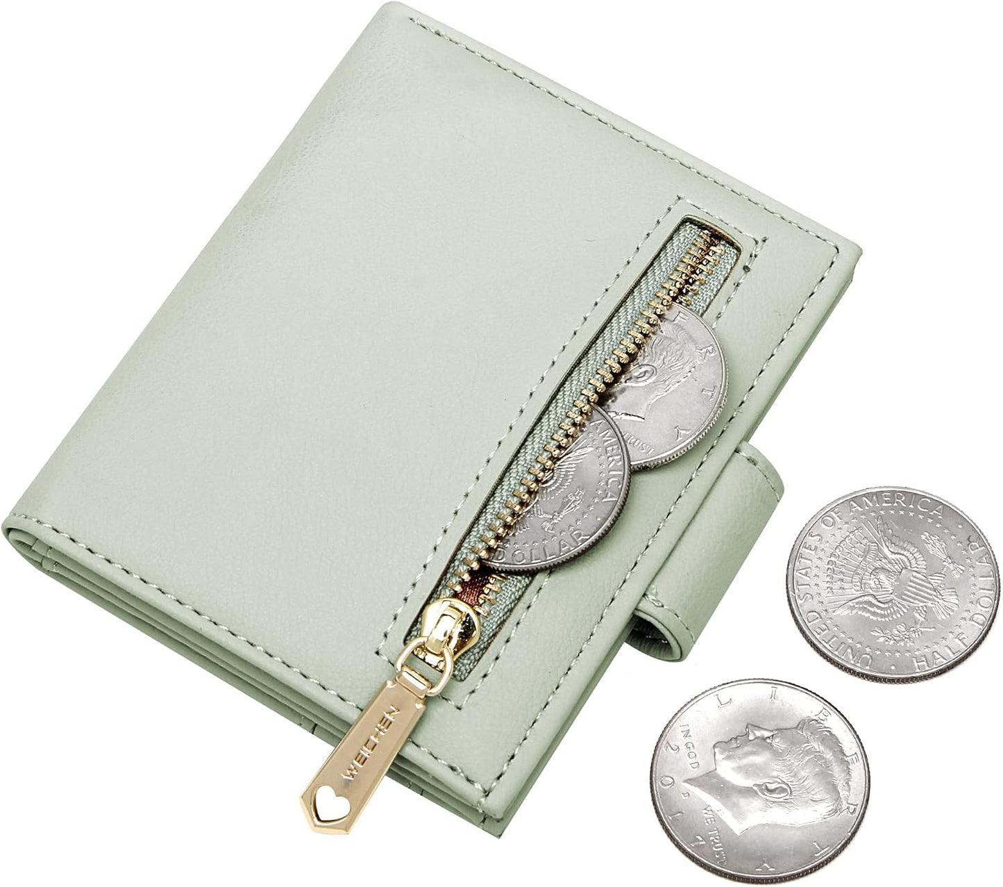 Small Wallets for Women Slim Bifold Credit Card Holder Minimalist Zipper Coin Pocket