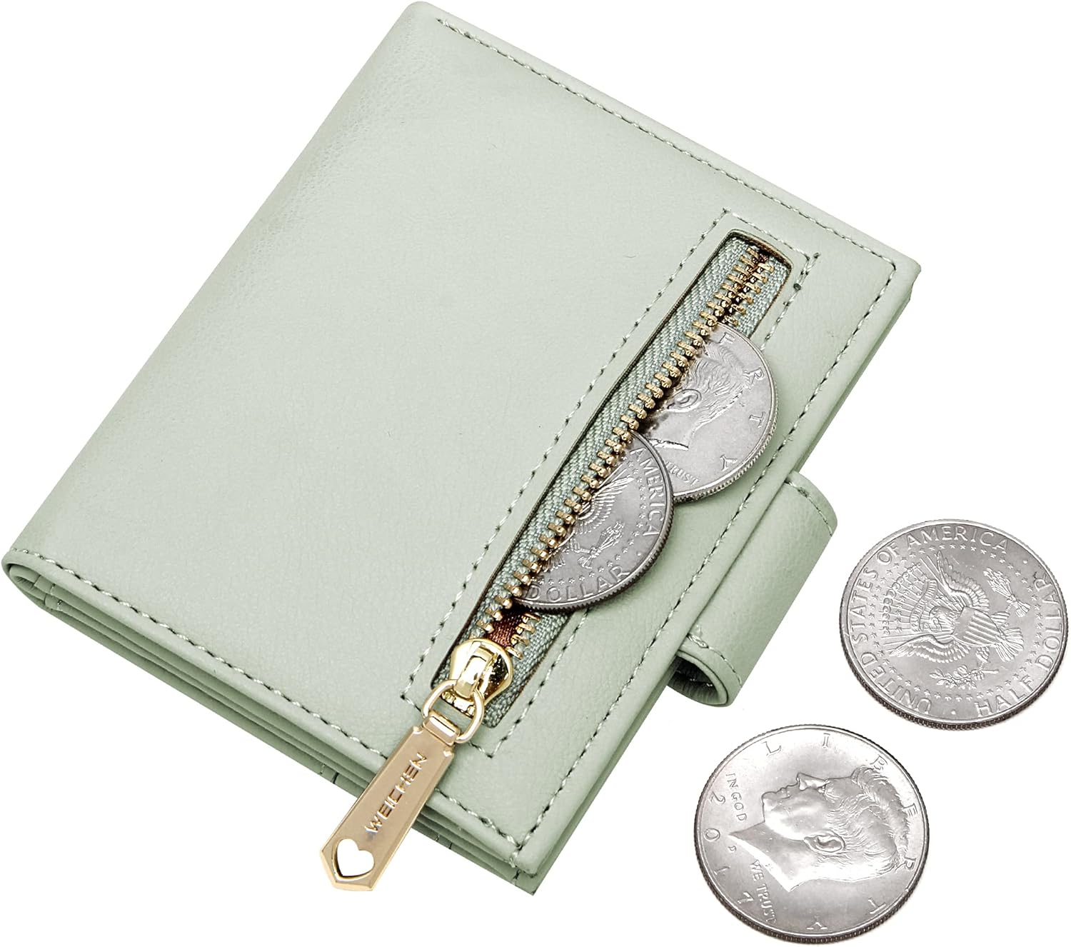 Small Wallets for Women Slim Bifold Credit Card Holder Minimalist Zipper Coin Pocket