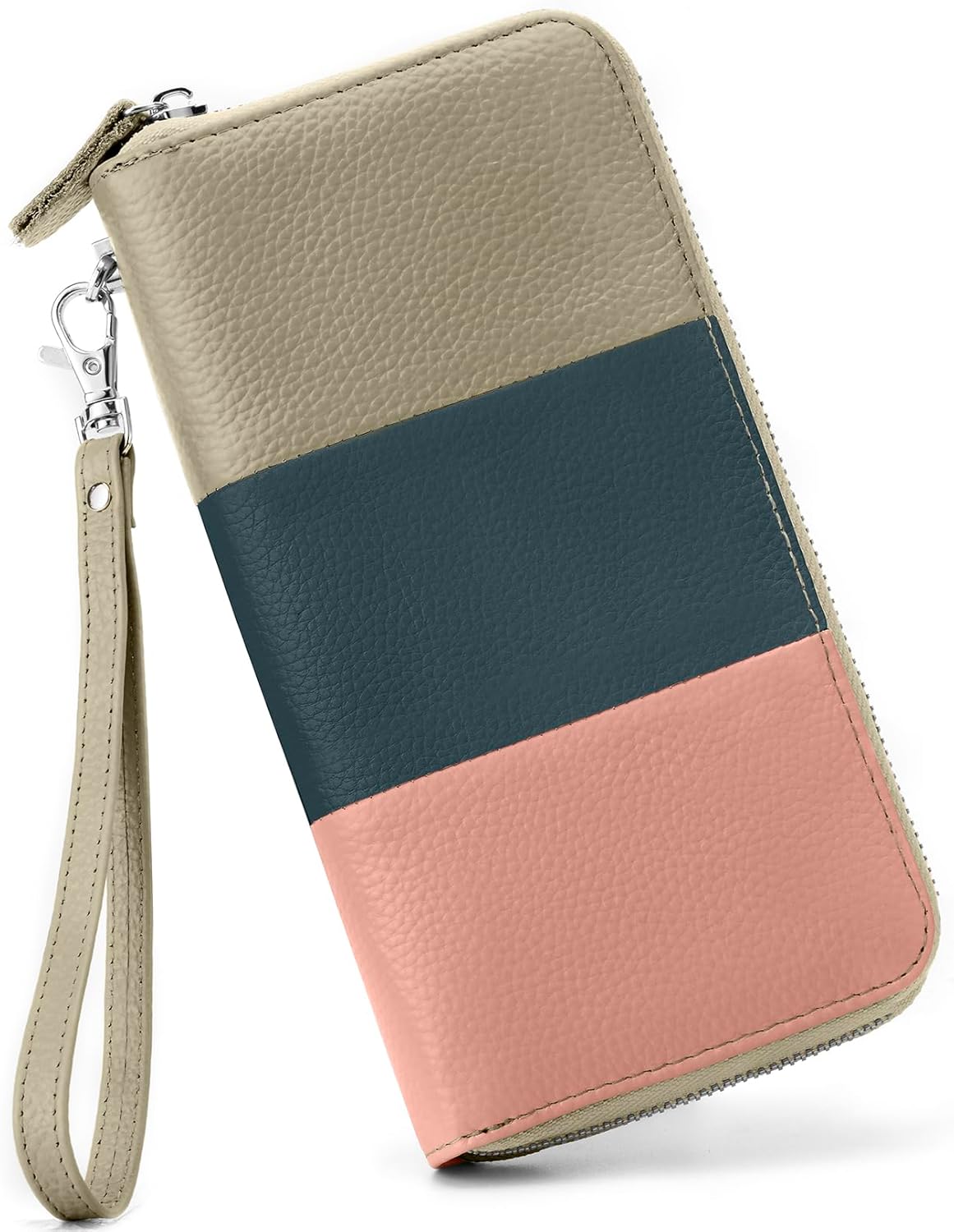 Womens Wallet RFID Blocking Genuine Leather Multi Credit Card Large Capacity Zip around Clutch Travel Purse Wristlet