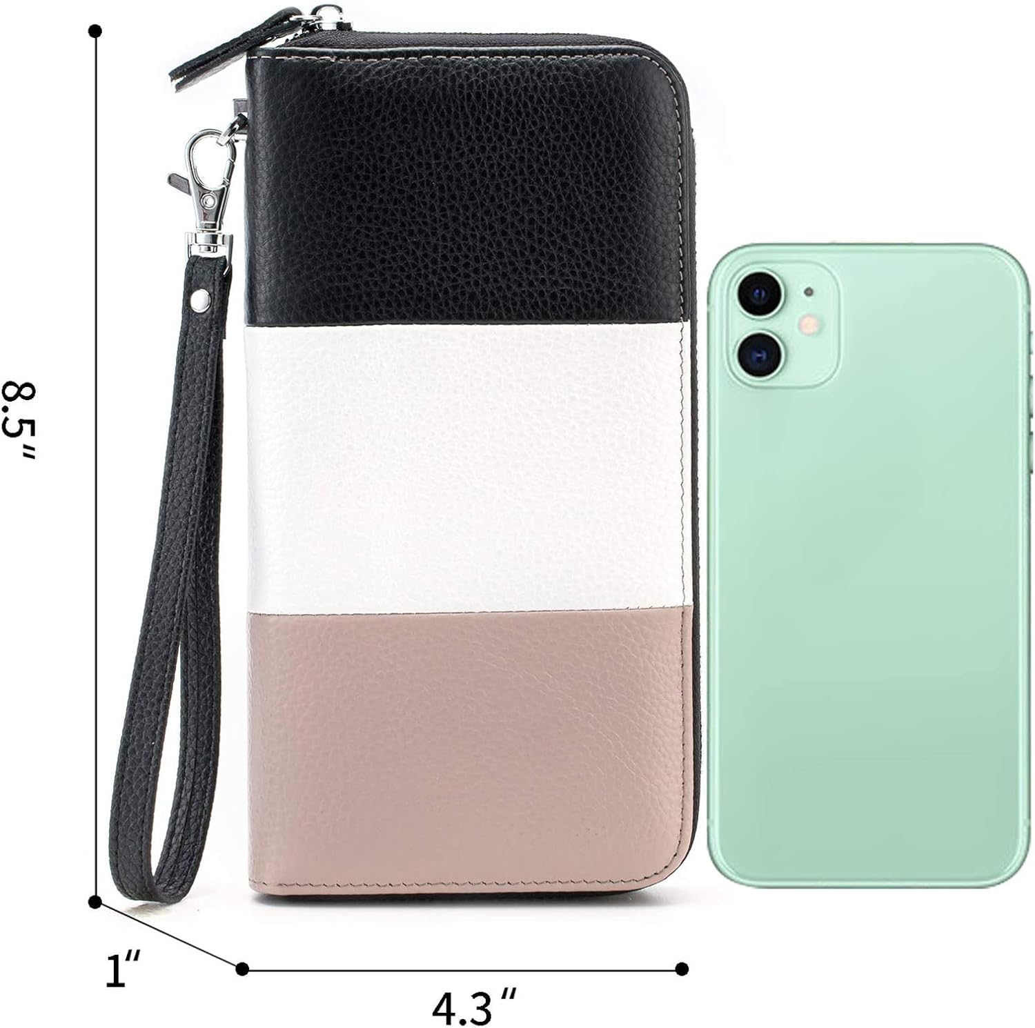 Womens Wallet RFID Blocking Genuine Leather Multi Credit Card Large Capacity Zip around Clutch Travel Purse Wristlet
