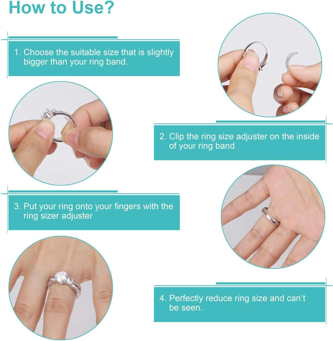 Invisible Ring Size Adjuster for Loose Rings Ring Adjuster Fit Any Rings, Assort