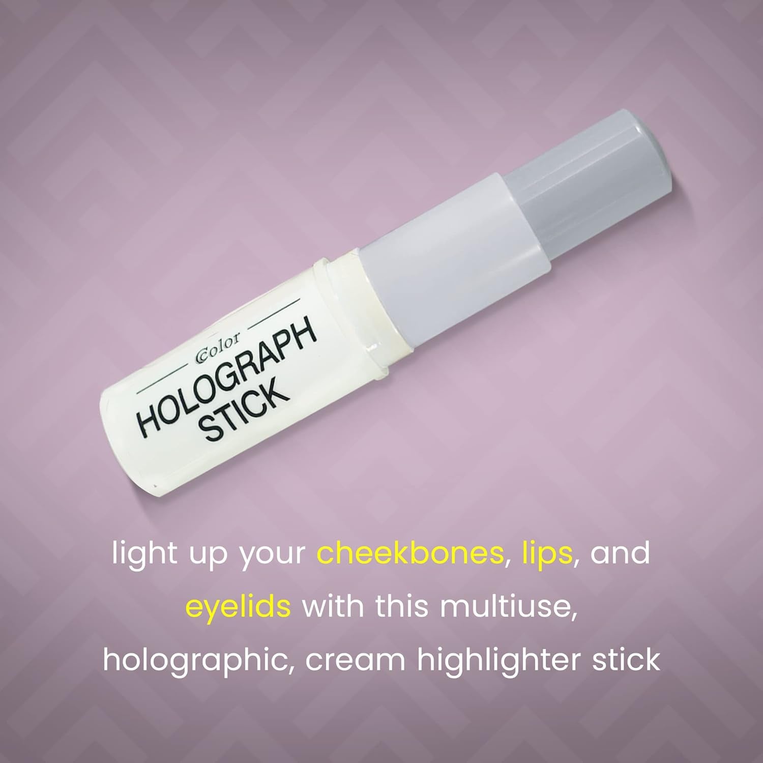 Cosmetics - Holographic Face Highlighter, Cream Lavender Highlighter Makeup Stick, Highly Pigmented Face Highlighter, Blendable Shimmering Highlight, Prismatic Glow, Cruelty & Paraben-Free