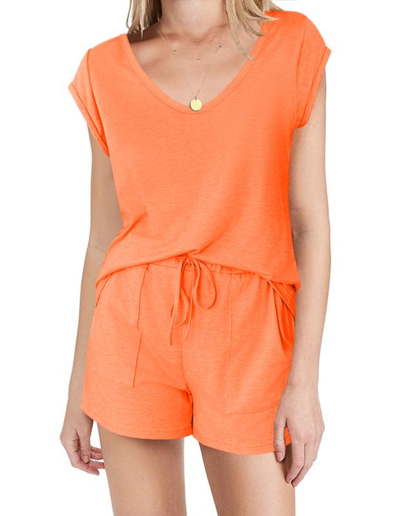 Ekouaer Womens Tops and Shorts Cute Sets Comfy 2 Piece Lounge Set S-XXL