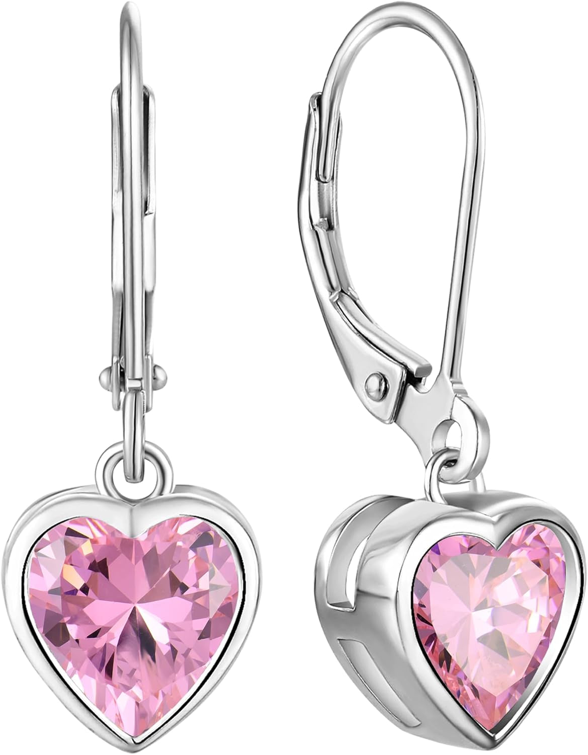 925 Sterling Silver Solitaire Teardrop Dangle Drop Earrings Pear/Heart/Round Cut Birthstone Leverback Earrings Jewelry for Women