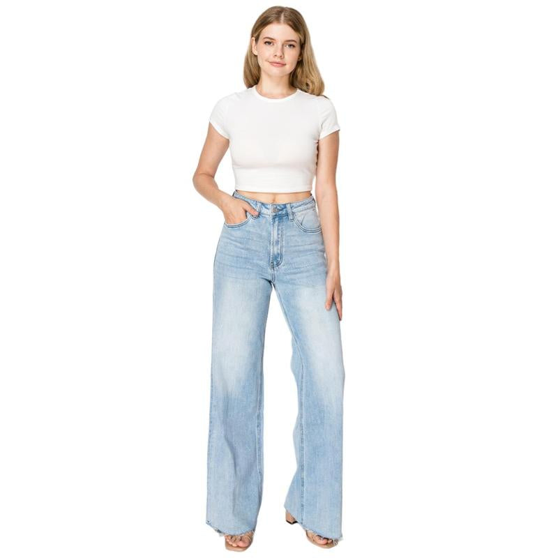 High Waisted Wide Leg Jeans for Women Basic Straight Denim Pants Underwear Trouser Lady Streetwear 8101