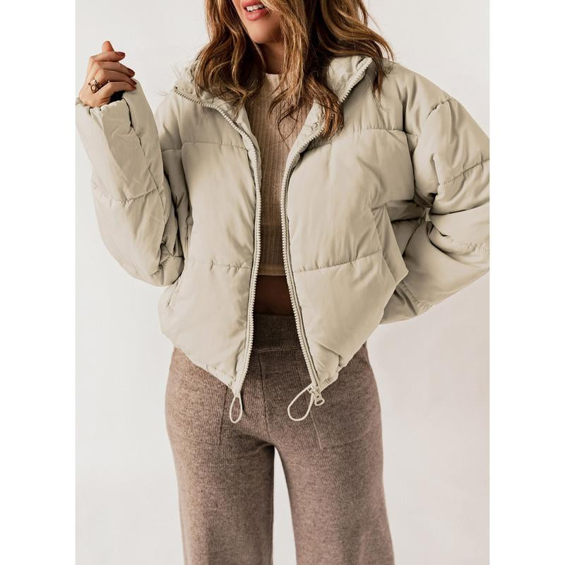 Dokotoo Womens Winter Quilted Jackets Long Sleeve Full Zip Puffer Jacket Coats with Pockets