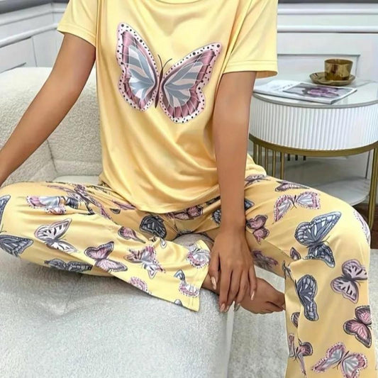 Colorful Butterfly Pajamas for Women, Loungewear Nightwear