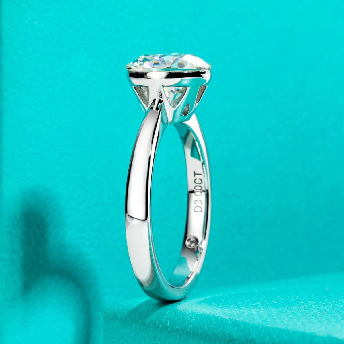Anujewel 2Ct/3Ct D Color Moissanite Invisible Setting Engagement Ring for Women 925 Sterling Silver Gold Plated Solitaire Rings