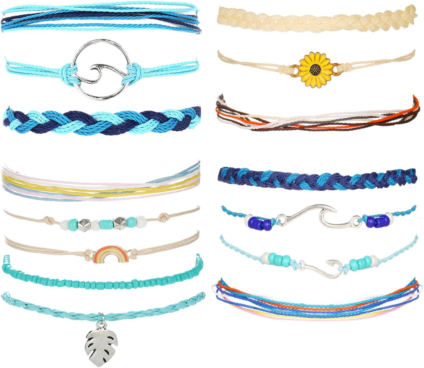 Friendship Bracelets Boho Anklets for Women Waterproof String Bracelets Summer Beach Jewelry Trendy Stuff Adjustable Wave Surfer Bracelet Gifts for Firend Vacation Jewelry for Women