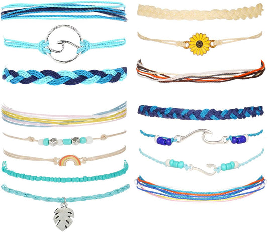 Friendship Bracelets Boho Anklets for Women Waterproof String Bracelets Summer Beach Jewelry Trendy Stuff Adjustable Wave Surfer Bracelet Gifts for Firend Vacation Jewelry for Women