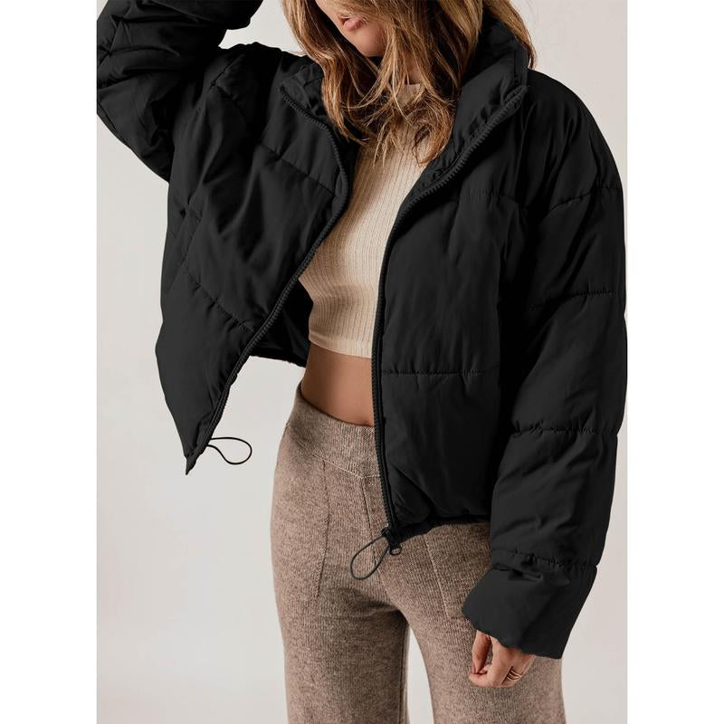 Dokotoo Womens Winter Quilted Jackets Long Sleeve Full Zip Puffer Jacket Coats with Pockets