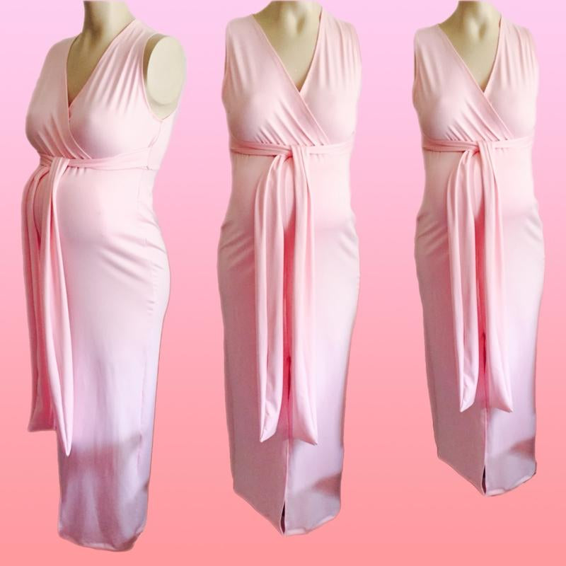 Beautiful Maternity Deep V-Neck Gown Dress.