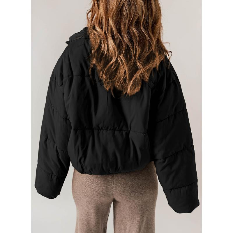 Dokotoo Womens Winter Quilted Jackets Long Sleeve Full Zip Puffer Jacket Coats with Pockets