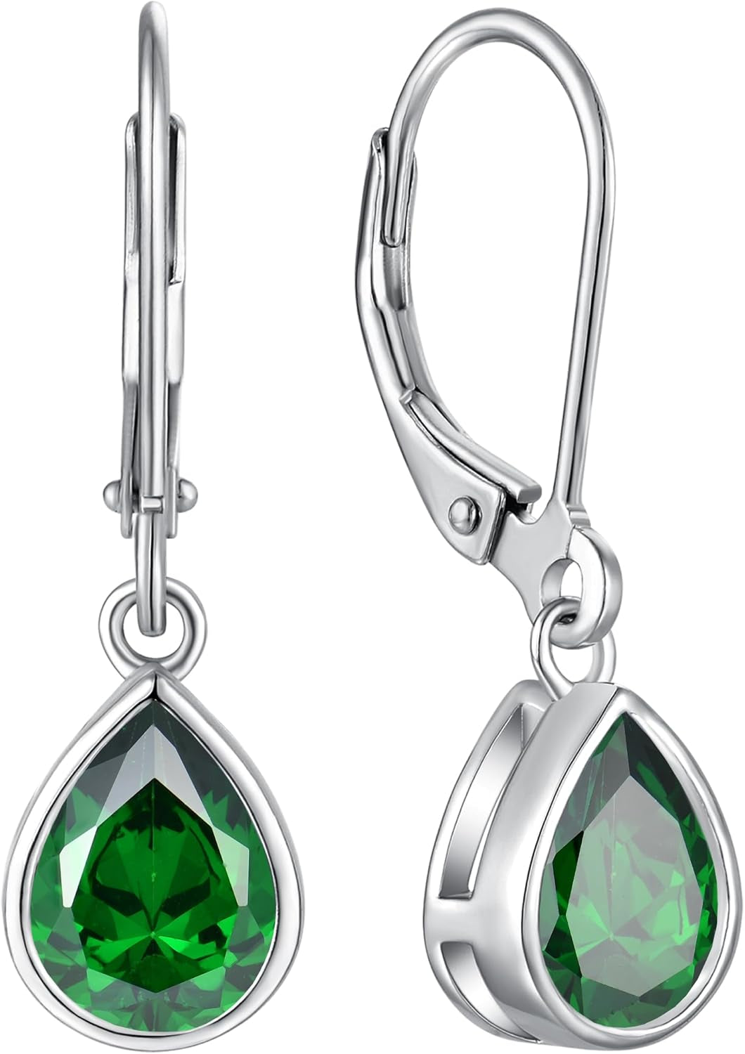 925 Sterling Silver Solitaire Teardrop Dangle Drop Earrings Pear/Heart/Round Cut Birthstone Leverback Earrings Jewelry for Women
