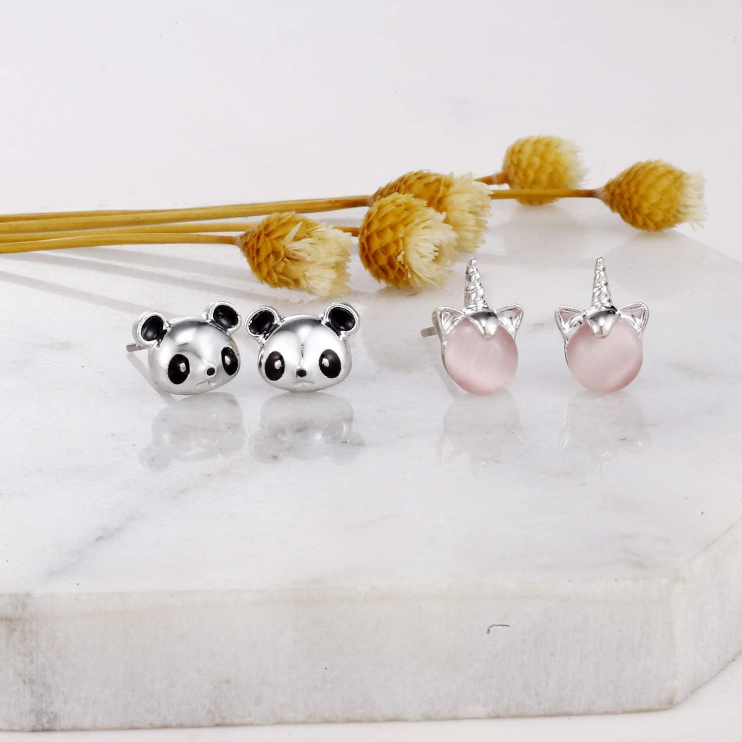 30 Assorted Stainless Steel Stud Earrings for Teen Girls - Hypoallergenic Fairy Earrings with Faux Pearls & Pink CZ Cats