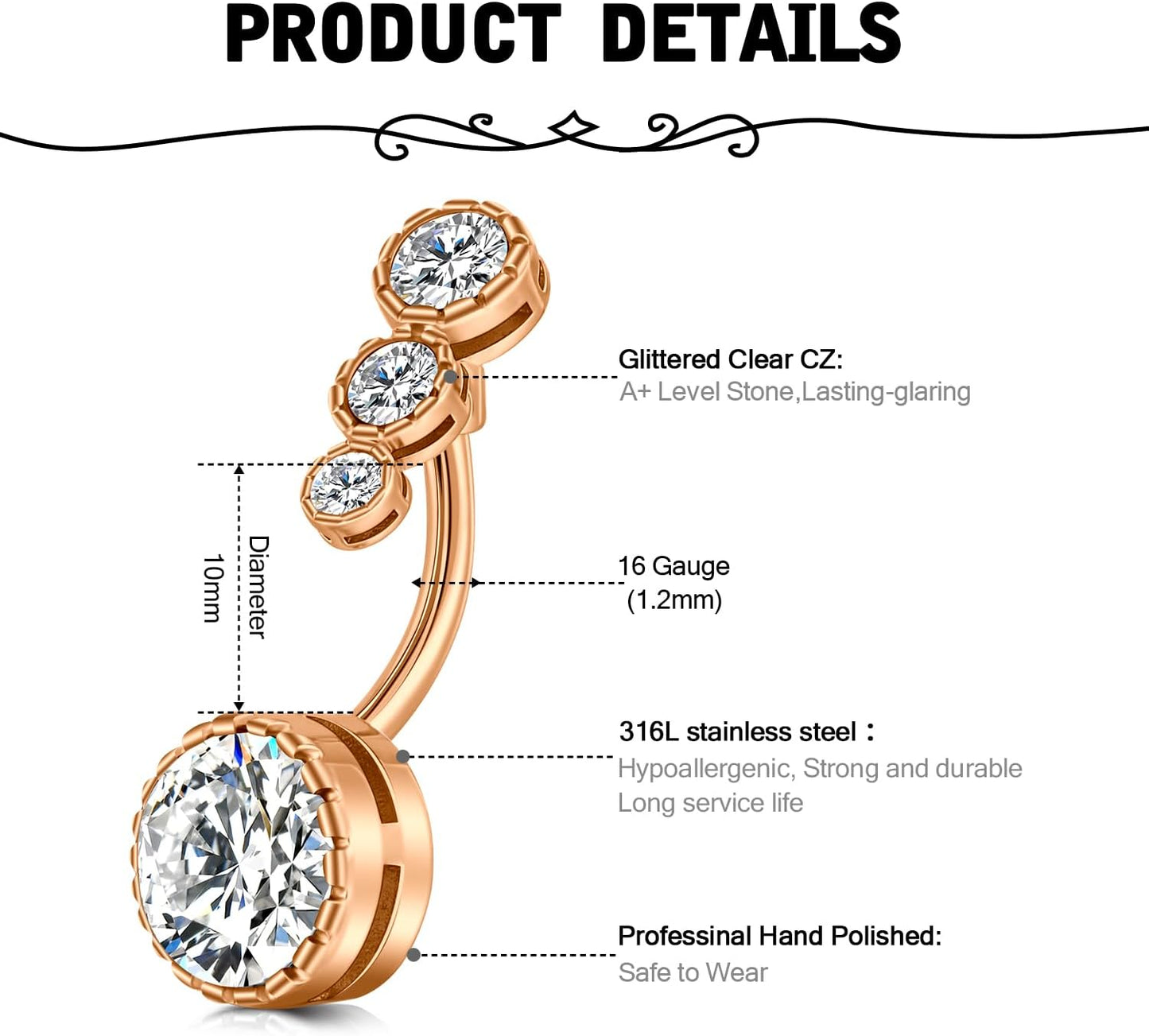 Silver Gold Belly Button Ring for Women Clicker Hoop Belly Rings Opal Navel Piercing Jewelry Dangle Hypoallergenic Surgical Steel Dainty Dangling Navel Rings for Women