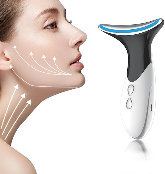 Neck Face Massager,3 Colour Modes and Vibration Skin Care Beauty Device,Face, Eye, Neck Skin Care Tools