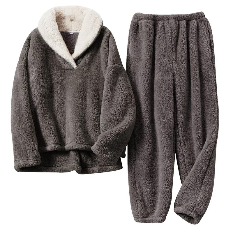 Arssm Women' S Fluffy Pajamas Set Fleece Pullover Pants Loose Plush Sleepwear 2 Piece Pjs Set Warm Loungewear Fuzzy Outfit Long Sleeve Pajama Sets Women
