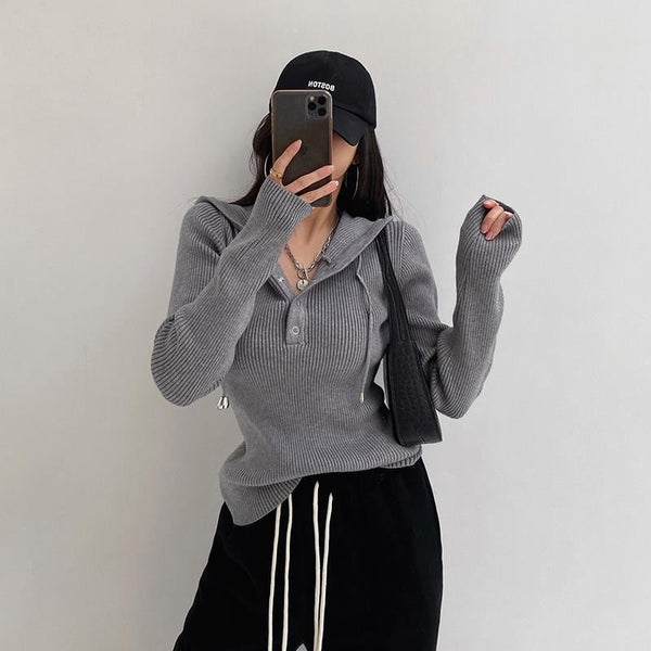Slim Pullover Hooded Sweater for Women