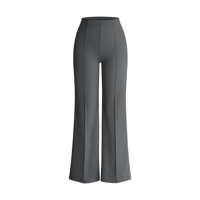 OQQ Women Straight Leg Pants High Waist Casual Lounge Work Basic Pants Vacation Comfort Trouser Minimalist Womenswear Bottom Lady Underwear Nylon
