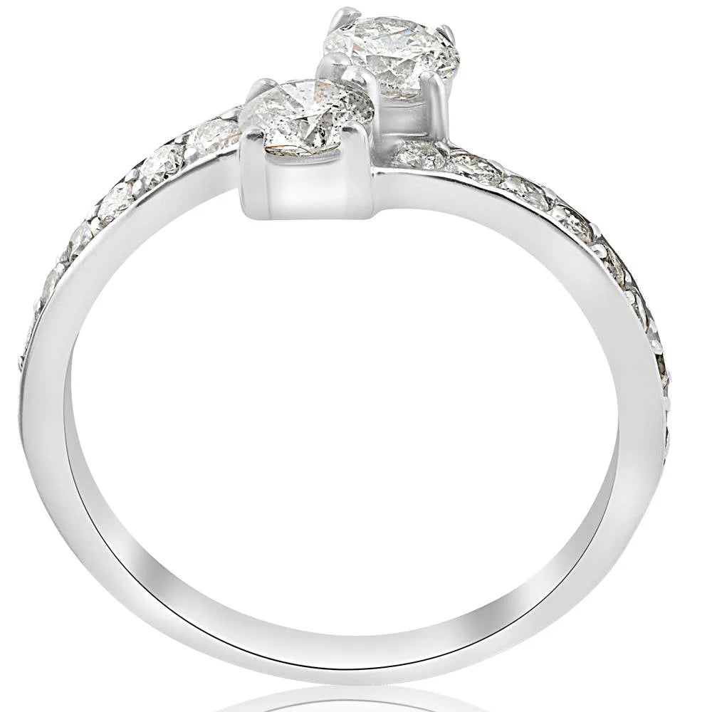 Pompeii Forever Us Two Stone round Diamond 1 Ct Solitaire Ring 14K White Gold