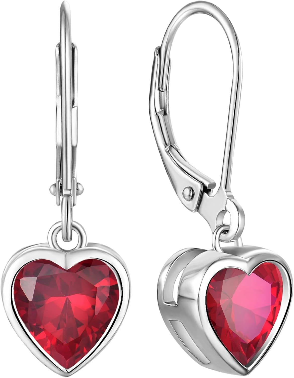925 Sterling Silver Solitaire Teardrop Dangle Drop Earrings Pear/Heart/Round Cut Birthstone Leverback Earrings Jewelry for Women