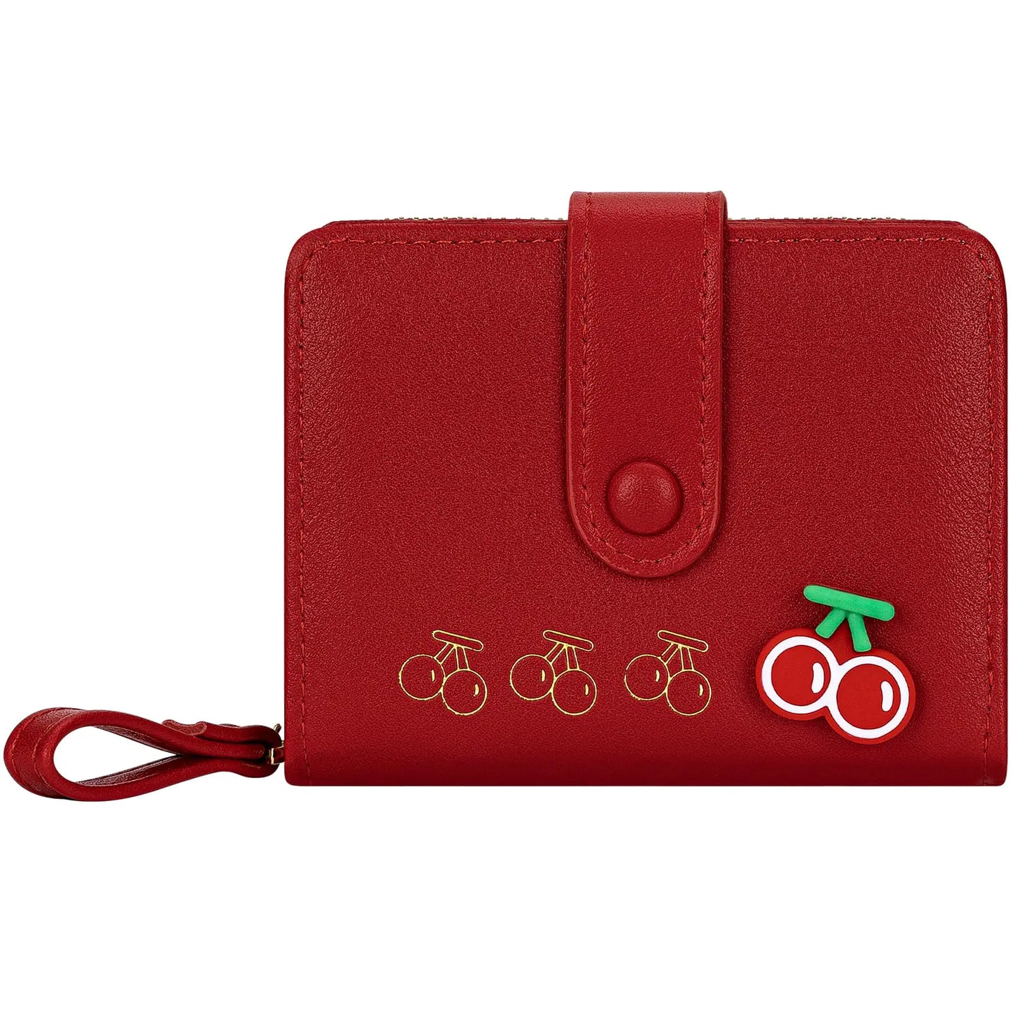 BIAOTIE RFID Wallet Women Small Leather Bifold Cute Wallet with Zipper Coin Pocket Wallets for Women Ladies Female (Cherry Red)