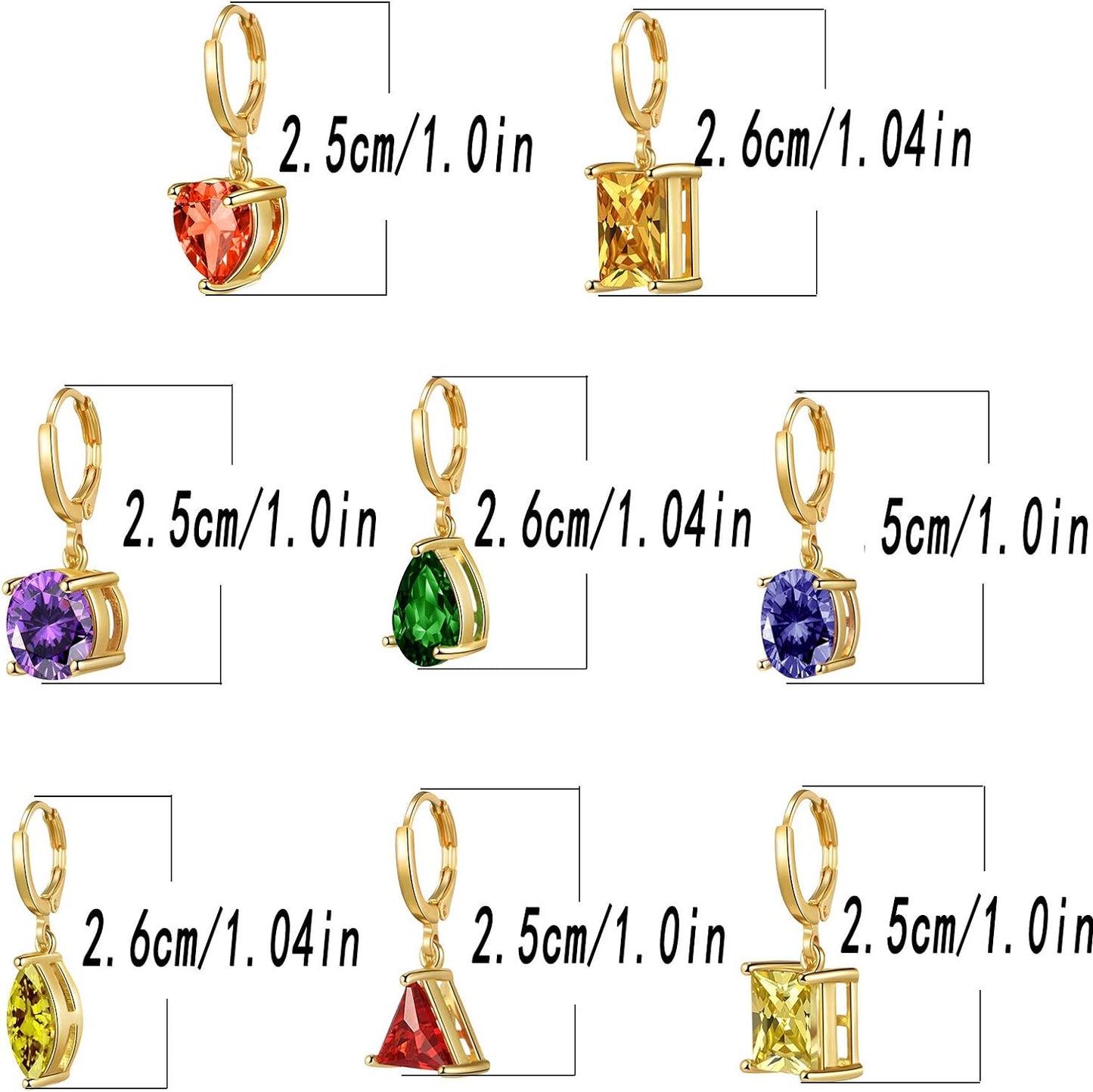 10 Pairs Dangle Earrings for Women Fashion Pack- Flawless Cubic Zirconia Leverback Earrings for Teens Girls with Silver/Gold -Hoop