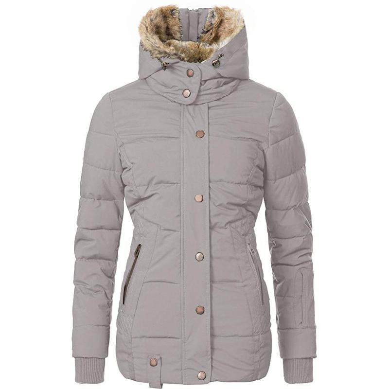 Tankaneo Womens down Coats Winter Zipper Hooded Faux Fur inside Parka down Jackets