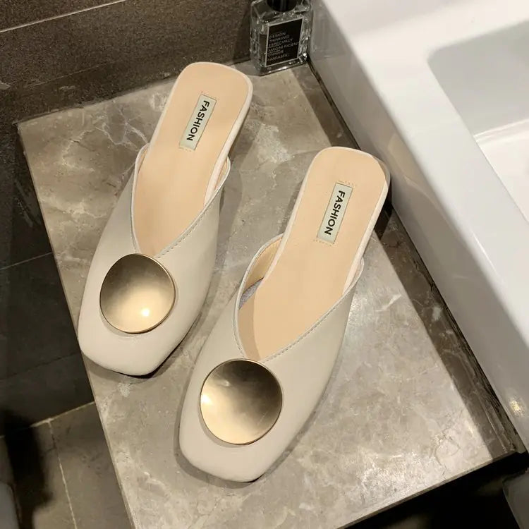 Women's Summer Casual Baotou Low Heel Slippers