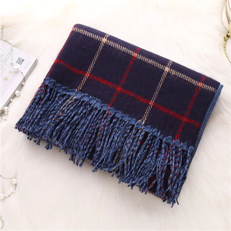 2018 Korean Style Thick Checkered Scarf for Women