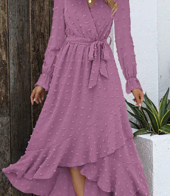 Polka Dot Long Sleeve Dress for Women - Party Wear