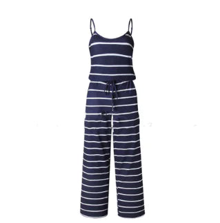 Floral Jumpsuit, Loose Fit Long Pants, Strap Jumpsuit